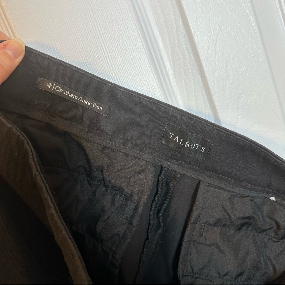 Talbots Chatham Ankle Pants Size 8P Black Hip / Side Zip Stretch Classic 31x33 - Picture 6 of 11